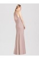 Compra Rosa empolvado Trompeta Halter Crepé Elástico Largo Vestidos de dama de honor