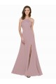Compra Rosa empolvado línea A Cuello joya Cuello Alto Crepé Elástico Largo Vestidos de dama de honor / Vestidos de fiesta