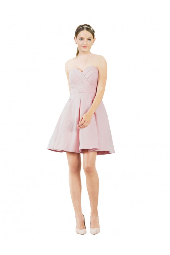 Compra Rosa línea A Cuello de Corazón Satén Corto Vestidos de dama de honor / Vestidos de cóctel