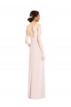 Compra Rosa línea A Cuello en V Crepé Elástico Largo Vestidos de dama de honor / Vestidos de fiesta