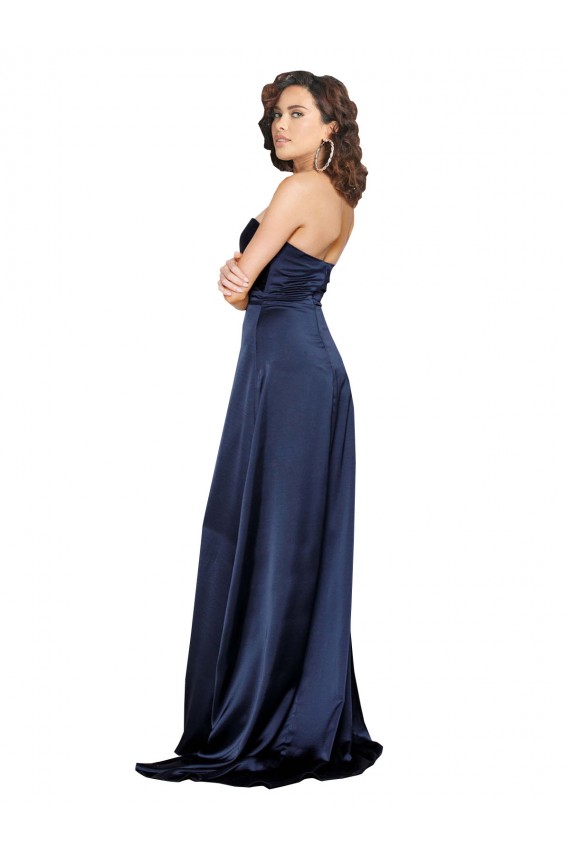 Compra Sapphire línea A Cuello Alto Satén sedoso Largo Formales Vestidos de dama de honor / Vestidos de fiesta