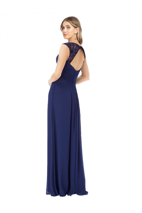 Compra Sapphire línea A Cuello en V Gasa Largo Vestidos de dama de honor