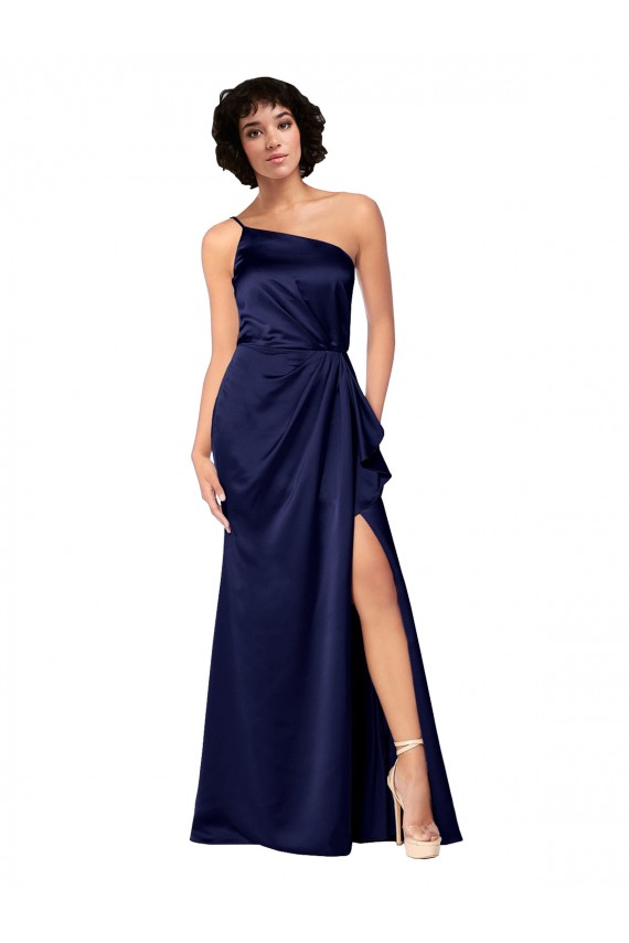 Compra Sapphire línea A Un Hombre Satén sedoso Largo Formales Vestidos de dama de honor / Vestidos de fiesta
