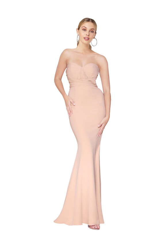 Compra Sirena Cuello Alto Crepé Elástico Largo Formales Vestidos de dama de honor / Vestidos de fiesta