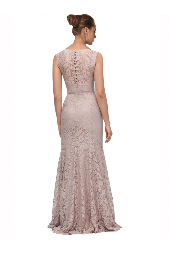 Compra Sirena Ilusión Cucharón Encaje Largo Vestidos de dama de honor / Vestidos de fiesta