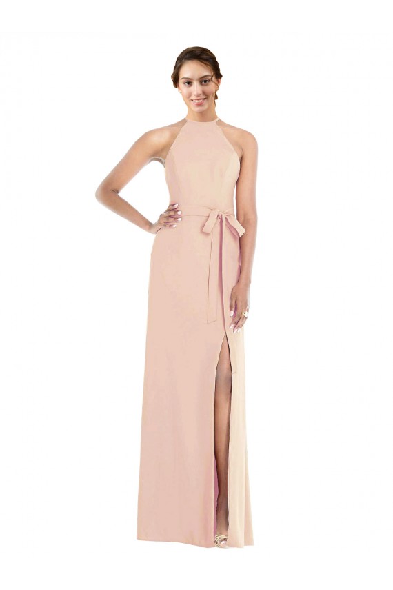 Compra Trompeta Halter Crepé Elástico Largo Formales Vestidos de dama de honor / Vestidos de fiesta