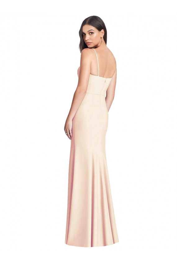 Compra Trompeta Tirantes espagueti Crepé Elástico Largo Vestidos de dama de honor / Vestidos de fiesta
