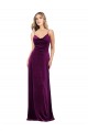 Compra Uva línea A Cucharón Cuello en V Terciopelo Elástico Largo Formales Vestidos de dama de honor / Vestidos de fiesta