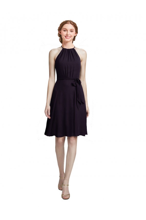 Compra Uva línea A Halter Cuello Alto Gasa Corto Vestidos de dama de honor / Vestidos de cóctel / Vestidos para homecoming