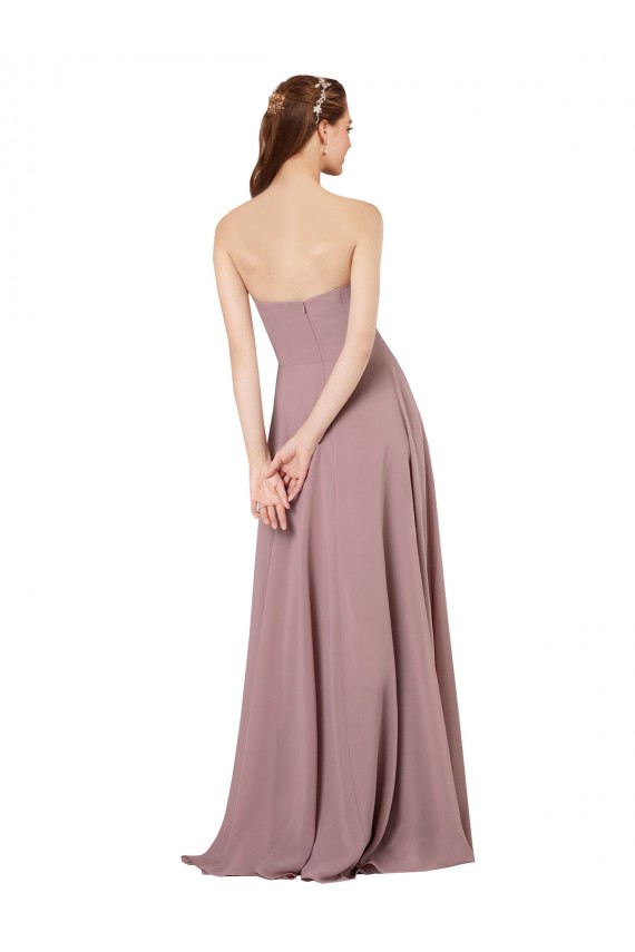 Compra Uva línea A Sin tirantes Gasa Largo Vestidos de dama de honor
