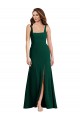 Compra Verde Midnight Trompeta Cuadrado Crepé Elástico Largo Vestidos de dama de honor / Vestidos de fiesta