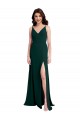 Compra Verde Midnight línea A Cuello en V Crepé Elástico Largo Formales Vestidos de dama de honor / Vestidos de fiesta