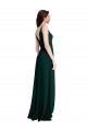 Compra Verde Midnight línea A Cuello en V Crepé Elástico Largo Formales Vestidos de dama de honor / Vestidos de fiesta