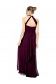 Compra Verde Midnight línea A Halter Gasa Largo Vestidos de dama de honor