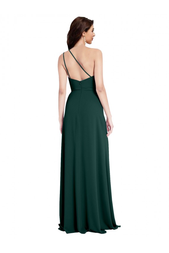 Compra Verde Midnight línea A Un Hombre Crepé Elástico Largo Formales Vestidos de dama de honor / Vestidos de fiesta