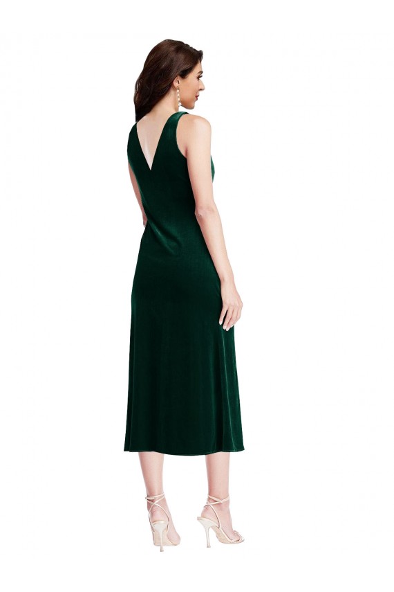 Compra Verde oscuro Cubierta Midi Terciopelo Elástico Corto Vestidos de dama de honor / Vestidos de fiesta / Vestidos de cóctel