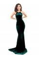 Compra Verde oscuro Sirena Cuello Alto Barrer tren Terciopelo Elástico Largo Formales Vestidos de dama de honor / Vestidos de fiesta