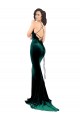 Compra Verde oscuro Sirena Cuello Alto Barrer tren Terciopelo Elástico Largo Formales Vestidos de dama de honor / Vestidos de fiesta