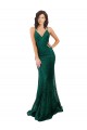 Compra Verde oscuro Sirena Cuello en V Encaje Largo Vestidos de dama de honor / Vestidos de fiesta