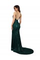 Compra Verde oscuro Sirena Cuello en V Lentejuela Largo Formales Vestidos de dama de honor / Vestidos de fiesta
