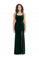 Compra Verde oscuro Trompeta Cuadrado Terciopelo Elástico Largo Vestidos de dama de honor / Vestidos de fiesta