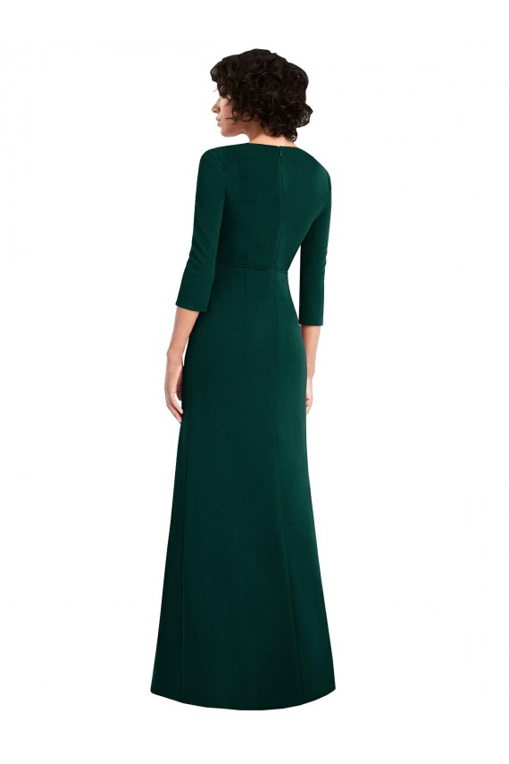 Compra Verde oscuro Trompeta Cuello en V Spandex Largo Formales Vestidos de dama de honor / Vestidos de fiesta