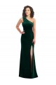 Compra Verde oscuro Trompeta Un Hombre Terciopelo Elástico Largo Vestidos de dama de honor / Vestidos de fiesta