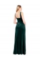 Compra Verde oscuro línea A Cuadrado Terciopelo Elástico Largo Vestidos de dama de honor / Vestidos de fiesta