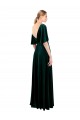 Compra Verde oscuro línea A Cuello en V Terciopelo Elástico Largo Vestidos de dama de honor / Vestidos de fiesta