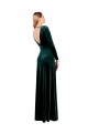 Compra Verde oscuro línea A Cuello en V Terciopelo Elástico Largo Vestidos de dama de honor / Vestidos de fiesta