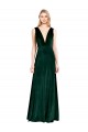 Compra Verde oscuro línea A Cuello en V Terciopelo Elástico Largo Formales Vestidos de dama de honor / Vestidos de fiesta