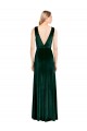 Compra Verde oscuro línea A Cuello en V Terciopelo Elástico Largo Formales Vestidos de dama de honor / Vestidos de fiesta