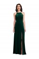 Compra Verde oscuro línea A Halter Cuello Alto Terciopelo Elástico Largo Vestidos de dama de honor / Vestidos de fiesta
