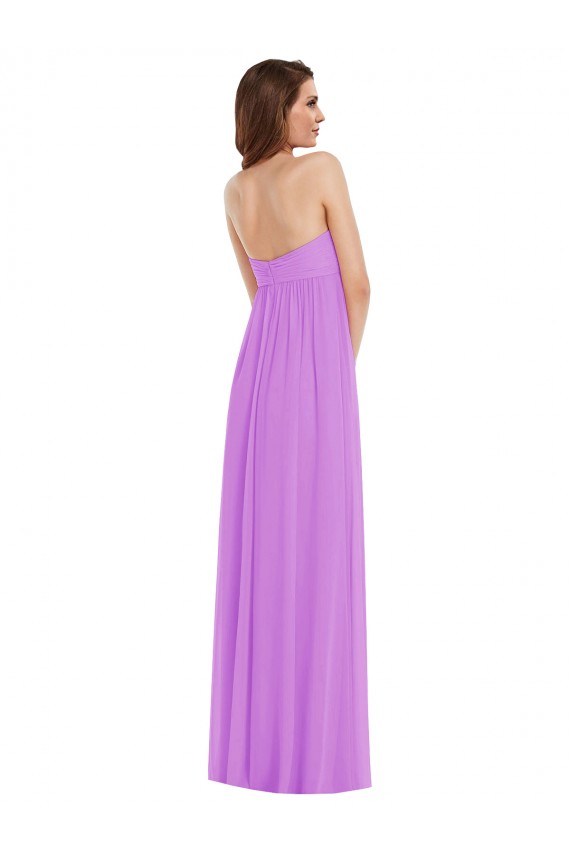 Compra Violeta línea A Cuello de Corazón Gasa Largo Vestidos de dama de honor