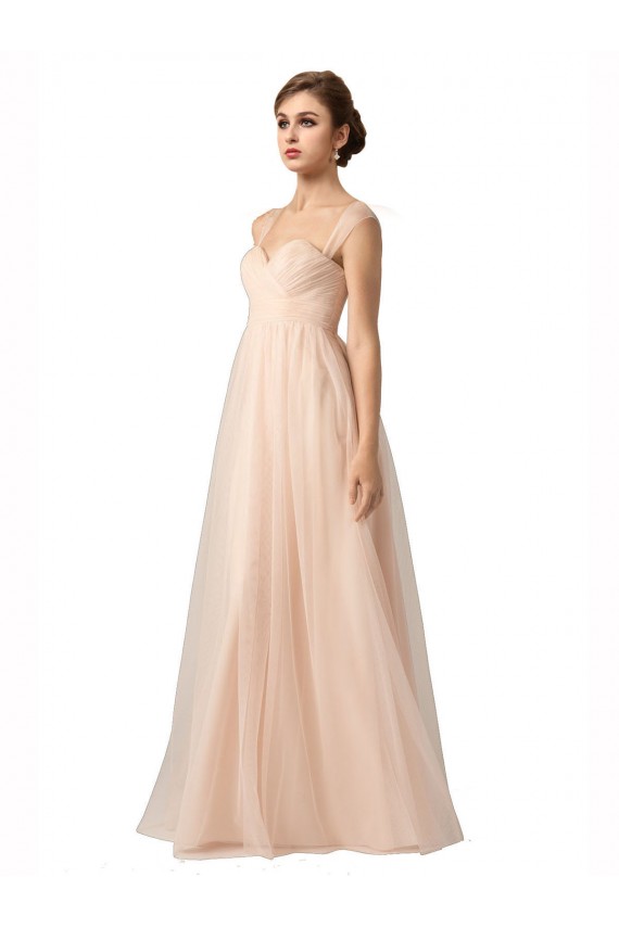 Compra línea A Cuello de Corazón Tul Largo Vestidos de dama de honor