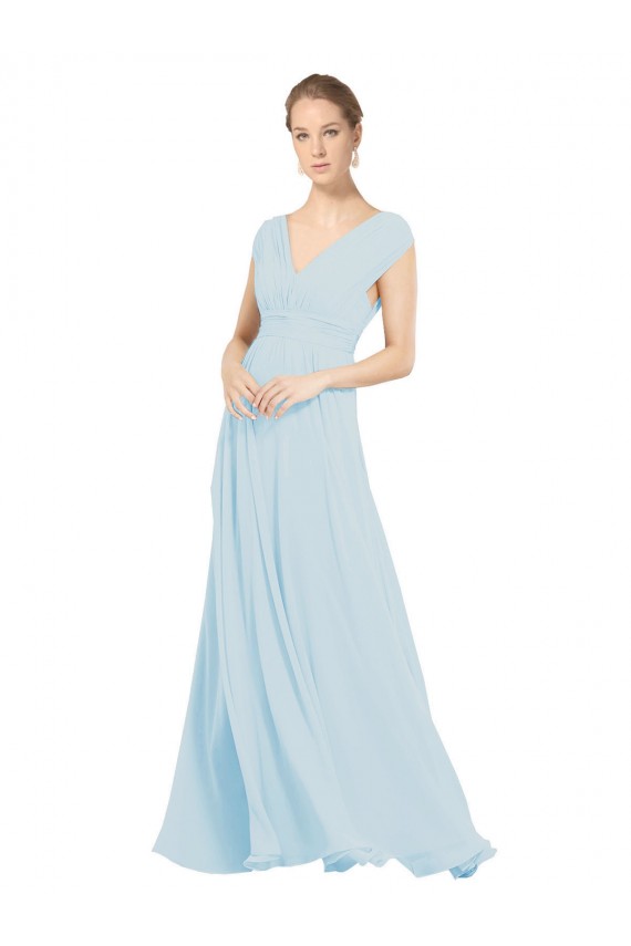 Compra línea A Cuello en V Gasa Largo Vestidos de dama de honor