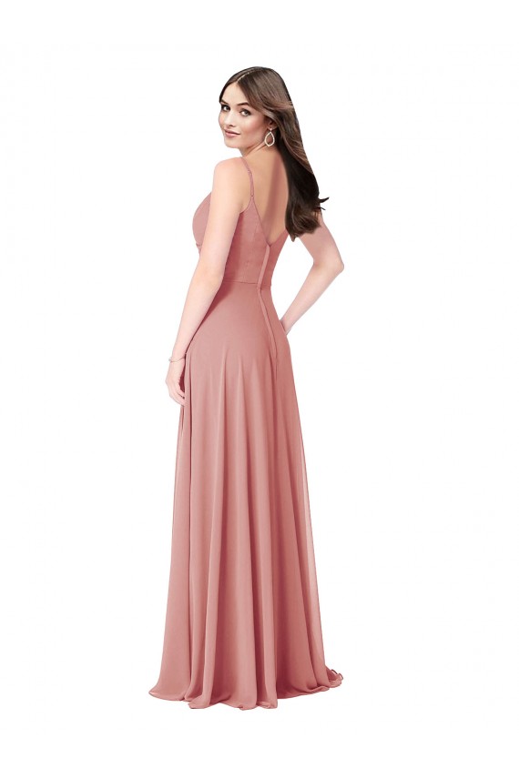 Compra línea A Cuello en V Gasa Largo Vestidos de dama de honor