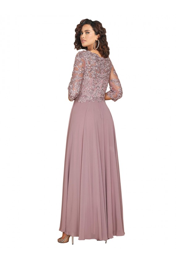Compra línea A Cuello en V Gasa Largo Vestidos de dama de honor / Vestidos de fiesta