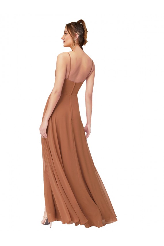 Compra línea A Gasa Largo Vestidos de dama de honor