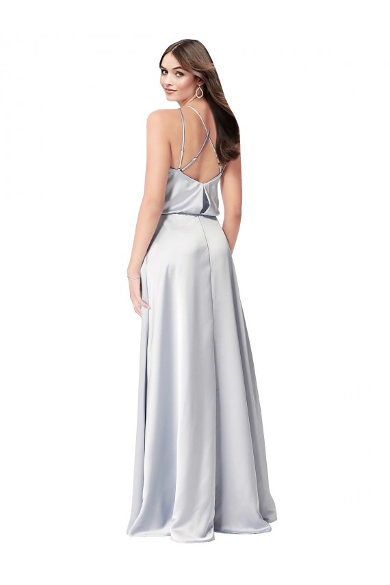 Compra línea A Halter Satén sedoso Largo Formales Vestidos de dama de honor / Vestidos de noche