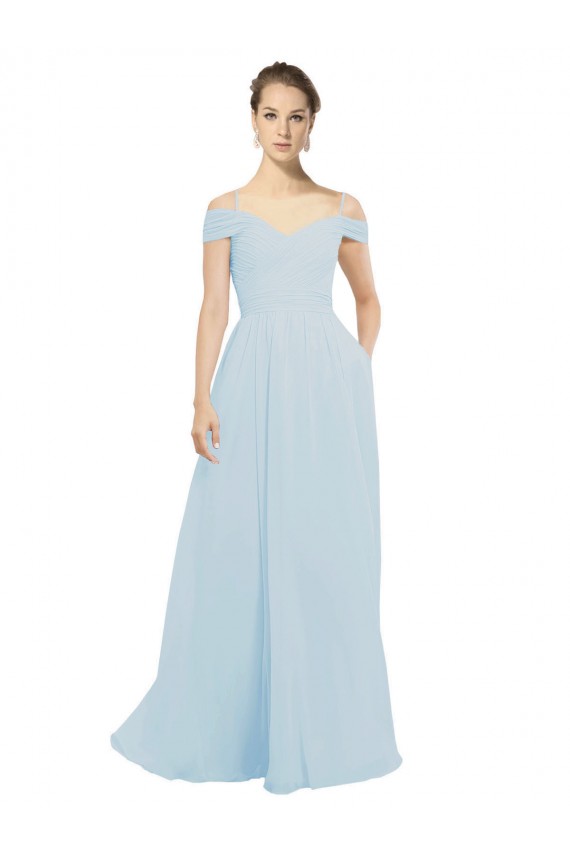 Compra línea A Hombros Descubiertos Gasa Largo Vestidos de dama de honor