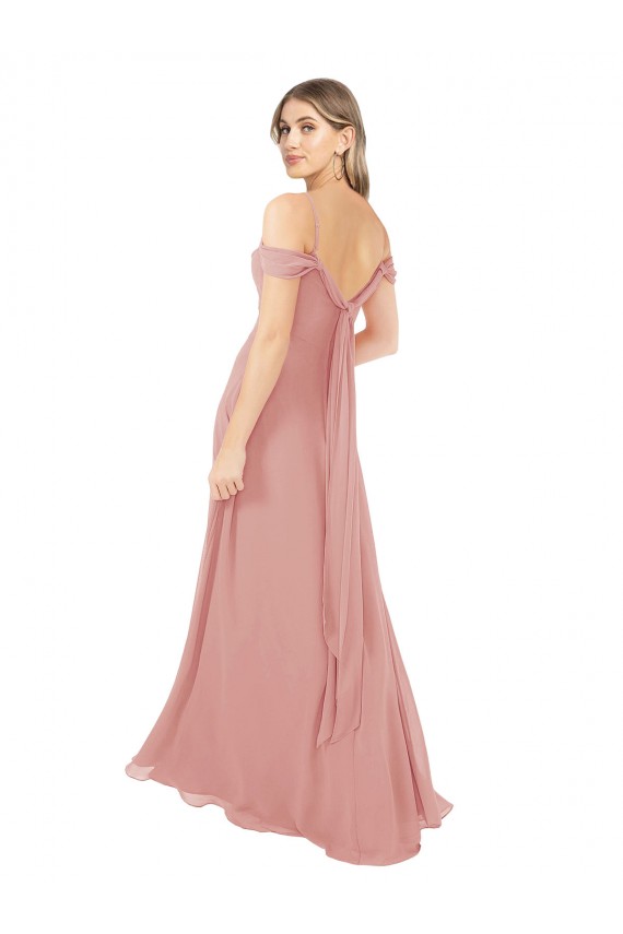 Compra línea A Hombros Descubiertos Gasa Largo Vestidos de dama de honor