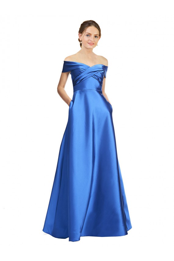 Compra línea A Hombros Descubiertos Satén Largo Formales Vestidos de dama de honor / Vestidos de fiesta