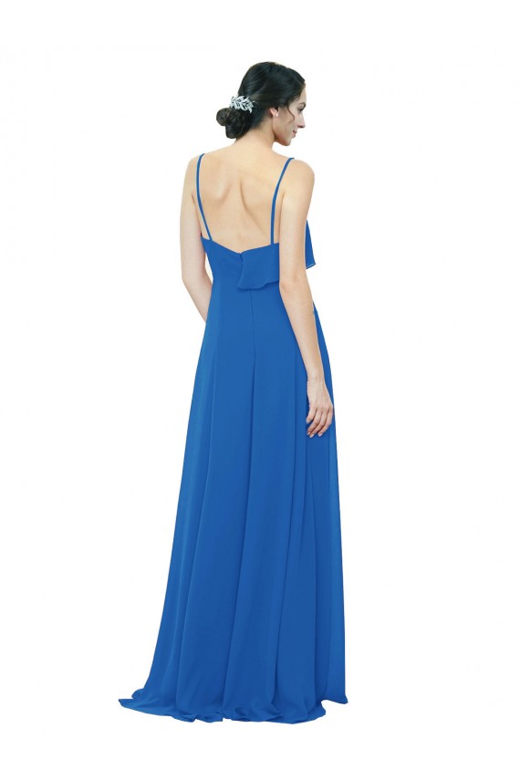 Compra línea A Tirantes espagueti Gasa Largo Vestidos de dama de honor