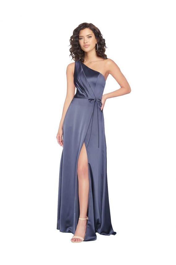 Compra línea A Un Hombre Satén sedoso Largo Formales Vestidos de dama de honor / Vestidos de fiesta
