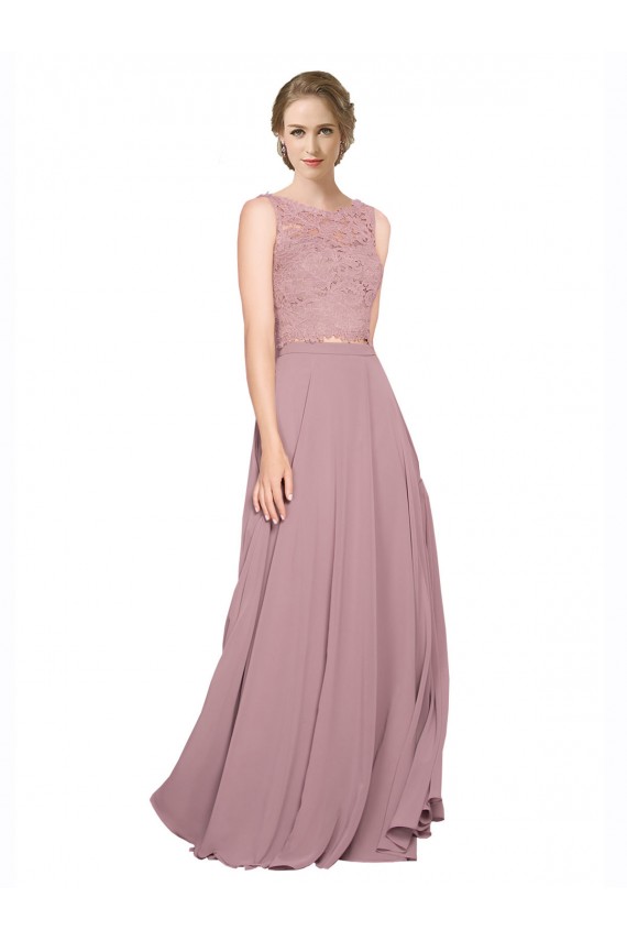 Compra línea A Ilusión Gasa Encaje Largo Vestidos de dama de honor / Vestidos de fiesta