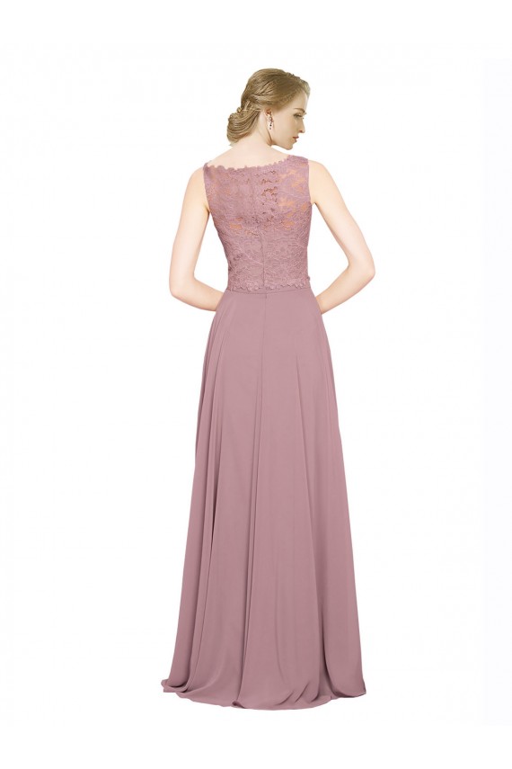 Compra línea A Ilusión Gasa Encaje Largo Vestidos de dama de honor / Vestidos de fiesta